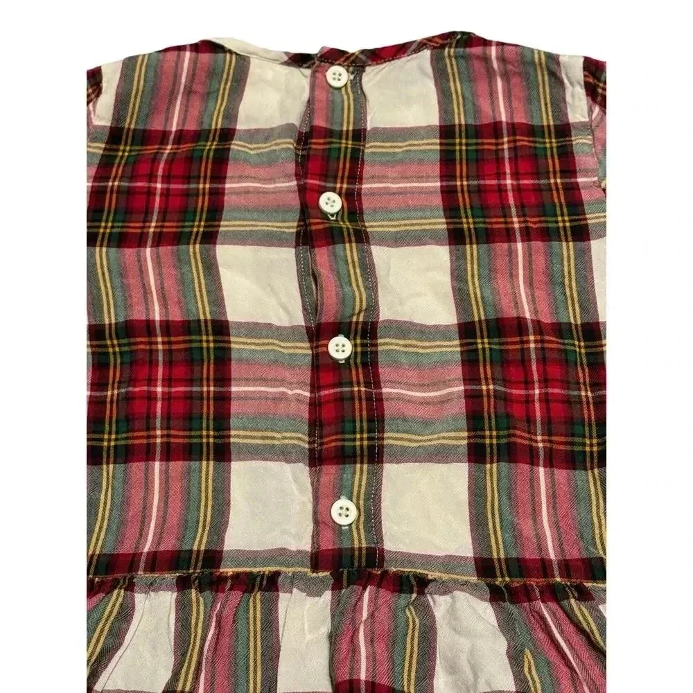 Hanna Andersson‎ Plaid Flannel Peplum Holiday Girls Top Size 6-7